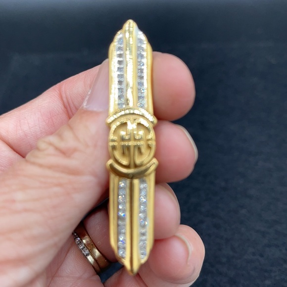 Vintage Givenchy Stick Pin Logo Rhinestone Brooch - Picture 2 of 4